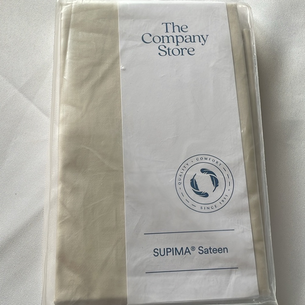 The company store LH Supima Cotton Sateen Pillowcase Standard Set Ivory #1 - Picture 2 of 3